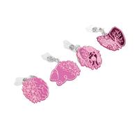 Naroote 4pcs Acrylic Mirror Surface Retractable Badge Reel, Organ Flower Pattern ID Badge Holder, Floral Stethoscope Holder with Brain Heart Lung Design, Ideal for Nurse, Doctor &
