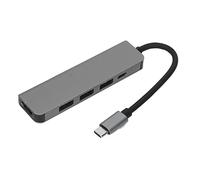 Naroote 5 in 1 Type C Hub, 4K Support & USB Expansion (Gray) | Aluminum alloy material, Plug and Play, Compatible with Type C laptops, USB 3.0 high speed, Multi-port versatility