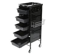 Naroote 6 Tiers Storage Rack Trolley Cart With Wheels for Hair Salon & Beauty Salons, Sturdy Rolling Trolley, PVC Silent Wheel, Multifunctional Storage Cart for Home, Black