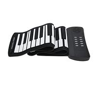 Naroote 61 Key Portable Hand Roll Piano Silicone Keyboard for Recording Teaching Headphone Port for Kids Adults Beginners Black and White