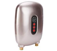 Naroote 6500W Electric Water Heater Fast Heating Energy-Saving for Household Bathroom ABS Brass 11x8.1x2.8in Displayed Temperature (Gold)