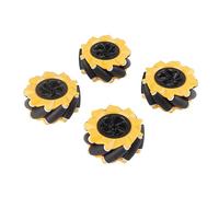 Naroote 80mm Mecanum Wheel Smart Robot Car Parts Accessories for, Rubber-Coated Omni Directional Wheel for Left and Right Translation, Yellow and Black Color, Compatible with TT Motors (two pairs)