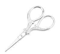 Naroote Antique Embossed Sewing Shears for Cross Stitch and Embroidery, Small Scissor for DIY, TPR Handle Design, Ideal for Manual Paper-Cutting (Silver)