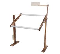Naroote Antique Wood Embroidery Stand Rack Cross Stitch Frame, with Thick Wide Base 360 Degree Rotating Frame & Side Tool Storage for Home Embroidery