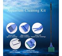 Naroote Aquarium Cleaning Kit Durable Rust-Proof 5 in 1 Fish Tool for Fish Tank Brush Gravel Cleaner, Keeps Aquarium Clean and Gives Your a Nice Living Environment