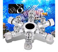 Naroote Aquarium CO2 Splitter Durable Aluminum Alloy Regulator for Fish Tank, 5 Types for Precise Regulation of CO2 for Aquarium Enthusiasts (6 passes)