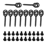 Naroote Bait Screws 10Pcs with Oval Rings, Durable Carp Rig Ring Stops for Fishing Tackle, Lightweight ABS & Copper, Easy to Use (Black)