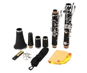 Naroote Bakelite 17 Key Descending B Tone Clarinet for Classical & Jazz Music with Reeds and Cleaning Cloth, Portable Bag Included