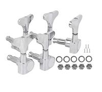 Naroote Bass Tuners Set Durable Alloy Enclosed Winding for 5-String Bass Left 2 Right 3 Installation Musical Instrument Accessories (Silver)