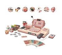 Naroote Battery-operated Kids Cash Register Toy Set with Scanner Calculator Microphone Credit Card for Boys Girls 3+ Realistic Actions & Sounds Educational Checkout Counter Pretend Play Toys