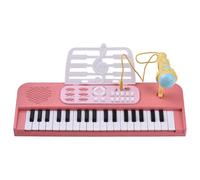 Naroote Beginner-friendly 37 Key Electronic Keyboard Piano with 7 Tones 8 Drum Group, Keyboard Piano with Music Stand/Microphone Dual Power Mode for Easy Learning (Pink/Blue) (Pink)