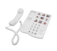 Naroote Big Buttons Phone, 9 Pictured Large Buttons Adjustable Volume Memory Dial Wired Landline Telephone with LED Caller Indicator, for Visually Impaired Elderly People
