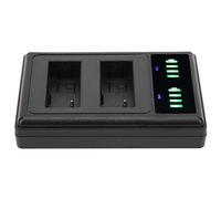 Naroote Black Dual Dock Camera Battery Charger, Compact Micro/Type-C Charger with LCD Display for BLN-1 Battery, Excellent for Photographers on the Go