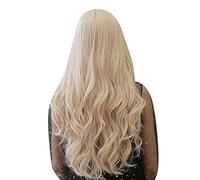 Naroote Blonde Curly Wig, Fashionable Synthetic Fiber Women Gold Long Curly Wig 71cm Long with Excellent Air Permeability Blonde for Parties, Role-playing, or Daily Use