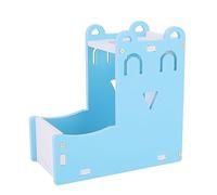 Naroote Blue 2 in 1 Automatic Pet Feeder and Water Dispenser for Hamsters and Rats, Eco-Friendly Wood Plastic Board Material, 5.12x5.12x2.76", Bright Color Design
