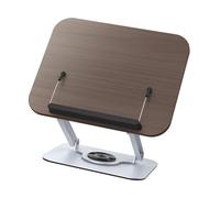 Naroote Book Stand for Reading Foldable Adjustable Book Holder with 360° Rotating Base Elastic Clips Display Stand for Recipe Tablet Laptop (Silver)