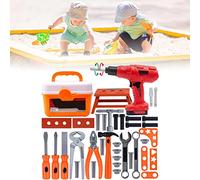 Naroote Boys Power Tools, Hand Eye Coordination 42pcs Blunt Treatment Thinking Kids Power Tools Set Plastic with Storage Box for Kindergarten