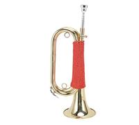 Naroote Brass Bugle, Gold Plated Cavalry Trumpet with Red Braided Handle, Clear Bright Sound for Summer Camp Honor Guard School Band
