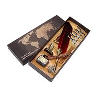 Naroote Calligraphy Pen, Exquisite Carved Retro Style with Replaceable Nibs & Soft Grip, Ideal for Gothic, Italian Calligraphy Practice & Gift (Deep Red)