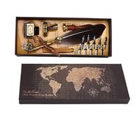 Naroote Calligraphy Pen, Exquisite Carved Retro Style with Replaceable Nibs & Soft Grip, Ideal for Gothic, Italian Calligraphy Practice & Gift (Brown)