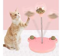 Naroote Cat Ball Track Toy, Leaky Food Design Cat Treat Dispenser Toy Cute Bear Shape Base with Spring for Small Dogs (Pink)