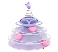 Naroote Cat Toy Roller 3 Levels Interactive Turntable Track Toy for Active Cats Easy to Clean Non-Slip Base 3 Balls (Type 2)