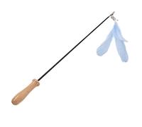 Naroote Cat Toys For Indoor Cats, Fishing Pole Toy Interactive Retractable Wand and Feather with Wooden Pole Wand For Indoor to Exercise (Blue)