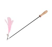 Naroote Cat Toys For Indoor Cats, Fishing Pole Toy Interactive Retractable Wand and Feather with Wooden Pole Wand For Indoor to Exercise (Pink)