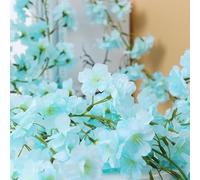 Naroote Cherry Vine Garland Decor, Vivid Blossom 1.8m Length Silk and Plastic Artificial Vine for Home Store Decoration, Ideal Loved Ones (Sky Blue)