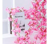 Naroote Cherry Vine Garland Decor, Vivid Blossom 1.8m Length Silk and Plastic Artificial Vine for Home Store Decoration, Ideal Loved Ones (Rose Red)