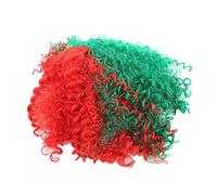 Naroote Colorful Wigs, Wavy Wig With Bangs Cosplay Synthetic Hair With Short Fluffy Curly Half Red Green Short Green for Halloween Party