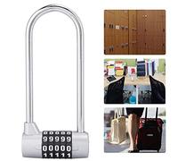 Naroote Combination Digit Password Code Lock with High Security for Cabinet Door Padlock, Easy to Remember, Made of Zinc Alloy, Extra Long U Lock for Home Security (Silver)