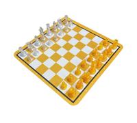 Naroote Compact Chess Game Board Set for Competitive Play and Family Fun Ideal for Both Kids and Adults (Yellow White)
