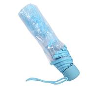 Naroote Compact Windproof Umbrella, Folding Transparent Umbrella, Waterproof Transparent Manually Operated Fashion Rain Umbrella, for Outdoor Camping (Blue)
