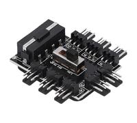 Naroote Computer Fan Hub Splitter 8-Way Speed Controller 3 Pin Extension Cable Big 4 Pin Interface Efficient Cooling Solution for PC Enthusiasts for Custom Gaming Rigs