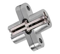 Naroote Concealed Zinc Alloy Door Hinge for Cabinet Sliding Door Round Corner Fitting, Rustproof 180 Degree Cross Hinge for Less Noise, 1pc (43.7mm)