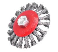 Naroote Cup Brush, Wire Brush For Angle Grinder Twist Wire Wheel Knotted Grinder Cup Grinding Paint Removal Tool M10x1.5 Nut 4in
