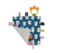 Naroote "Cute Baby Tag Comforter Hand Plush Towel for Infants Toddlers, Soft Security Blanket with Colorful Tags and Silicone Teether for Teething Relief, Cotton + Silicone" (#3)
