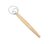Naroote Danish Dough Whisk Stainless Steel Rustproof Bread Mixer with Wooden Handle for Professional Bakers, Kitchen Tool Set (1 Eye Whisk and A Scraper)
