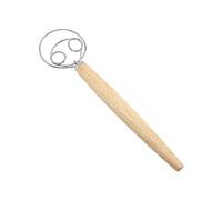 Naroote Danish Dough Whisk Stainless Steel Rustproof Bread Mixer with Wooden Handle for Professional Bakers, Kitchen Tool Set (2 Eyes Whisk and A Scraper)