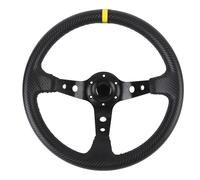 Naroote Deep Dish Steering Wheel, Impact Resistant Racing Trim Wheel Universal 14in for 6-hole Hub Adapter (Yellow)