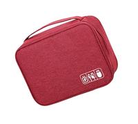 Naroote Digital Gadgets Storage Bag, Separate Storage Adjustable Portable Data Cable Bag for Home (Wine Red)