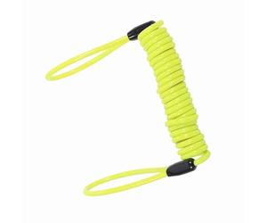 Naroote Disc Lock Reminder Cable Secure Spring Coil for Motorcycle Anti-theft Alarm Security, 1.25m Long, 2 Looped-ends, Suitable for Brake Safety, Lightweight (Yellow)