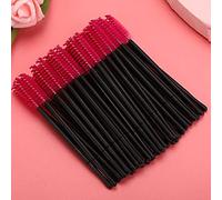 Naroote Disposable Eyelashes Brush Set Durable 100pcs Mascara Wands Applicator for Eye Makeup for Women and Makeup Artists Plastic + Cotton Pink Blue Rose Red Black Yellow (Rose Red)