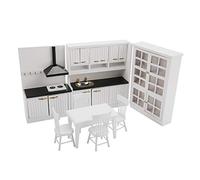 Naroote Dollhouse Kitchen, Miniature Kitchen 1/12 Dollhouse Miniature Furniture Set Furniture Cabinet