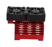 Naroote Dual Fan Motor Heatsink Efficient Heat Dissipation for 1/8 RC Car, Aluminum Alloy + Plastic Material (Red)