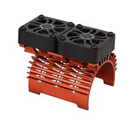 Naroote Dual Fan Motor Heatsink Efficient Heat Dissipation for 1/8 RC Car, Aluminum Alloy + Plastic Material (Orange)