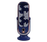 Naroote Dual Fan USB Rechargeable Desk Fan, 5 Speed Quiet Portable Desk with LED Display & 1000mAh Battery, Ideal for Home Office Bedroom Dorm (Blue)