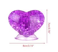 Naroote Educational 3D Crystal Puzzle Heart Model Jigsaw Toy for Problem-Solving & Party Activities, Perfect Children 14+ - GPPS Material, Pink/Light Blue/Purple, 8 * 5 * 7CM, 46pcs (Purple)