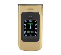 Naroote Elderly Cell Phone, Senior Flip Cell Phone Voice Broadcasting Dual Screen Display with 4800mAh Battery for Travel (Gold)